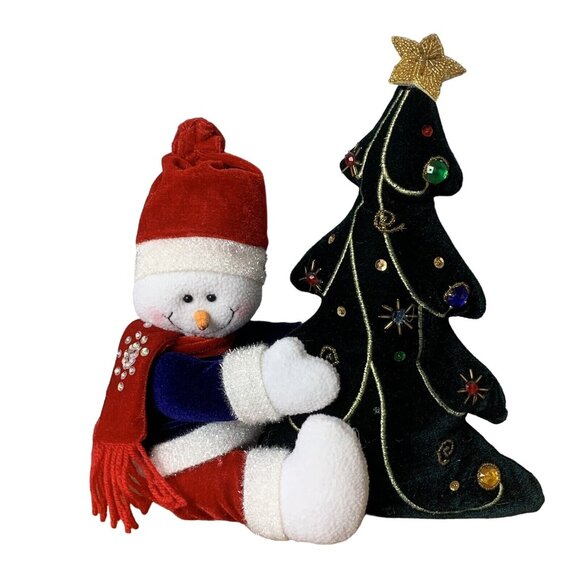Vintage Santa's Best Beanbag Snowman & Christmas Tree Plush Christmas Decor 12” - Picture 1 of 8